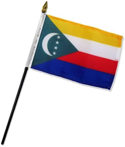 Wholesale Lot of 12 Comoros 4''x6'' Desk Table Stick Flag - Party Decorations Supplies For Parades - Prime Outside, Garden, Men Cave Decor Flag
