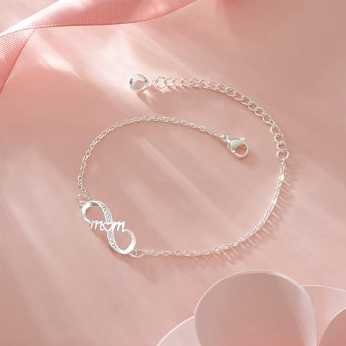 Image of Infinity Heart Bracelets for Daughter Mom Sister Granddaughter Grandma Lovers White Gold Plated Diamond Adjustable Butterfly Bracelets Best Birthday Mother's day Graduation Gifts