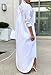 Choichic Shirt Dresses for Women Casual Long Sleeve Collared Solid Color Loose Button Down T Shirts Dress Plus Size Maxi Dresses X-Large White