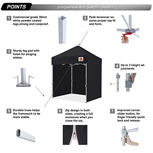 Image of ABCCANOPY Commercial Pop Up Canopy Tent with Sidewalls 5X5,Black