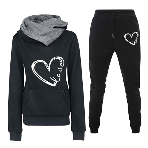 Laquieio 2025 Nuevo Chándal Original Mujer Completo Invierno, Divertido Estampado Conjunto Ropa Deportivo 2 Piezas Sudadera Y2K con Capucha Manga Larga y pantalon chandal jogger para Fitness Jogging