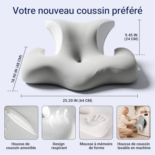 Oreiller ergonomique cervical COSYLAND avec cavités oreilles intégrées - 3