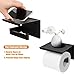 HITSLAM Toilet Paper Holder with Shelf, Stick on Matte Black Toilet Paper Roll Holder, Self Adhesive or Wall-Mount with Screws for Bathroom,Washroom
