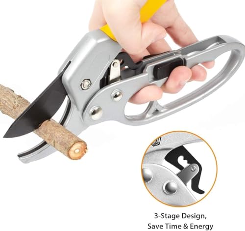 Image of Number-one Pruning Shears, Premium High Carbon Alloy Steel Bypass Garden Pruner with Ratchet Mechanism, Professional Tree Trimmer Scissors & Plant Cutter Secateurs