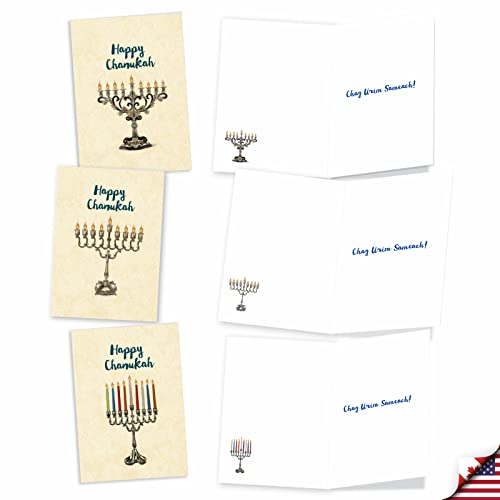 Image of Best Card Co 10 Chanukah Boxed Cards Hanukkiah AC6128HKG-B1x10