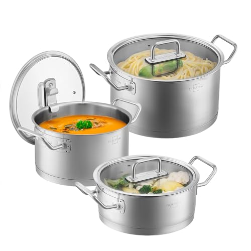 SILBERTHAL Edelstahl Topfset 3-teilig - Kochtopf 2,5l & 3,5l & 5l im Set für alle Herdarten inkl....