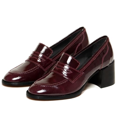 Image of SHODENSE Women Vintage Chunky Heel Loafers Pumps Platform Round Closed Toe Oxford Shoes Burnished Patent Matte Suede Slip On Dress Loafer Block Stacked Heels Office Formal Work Business 4-11 M US