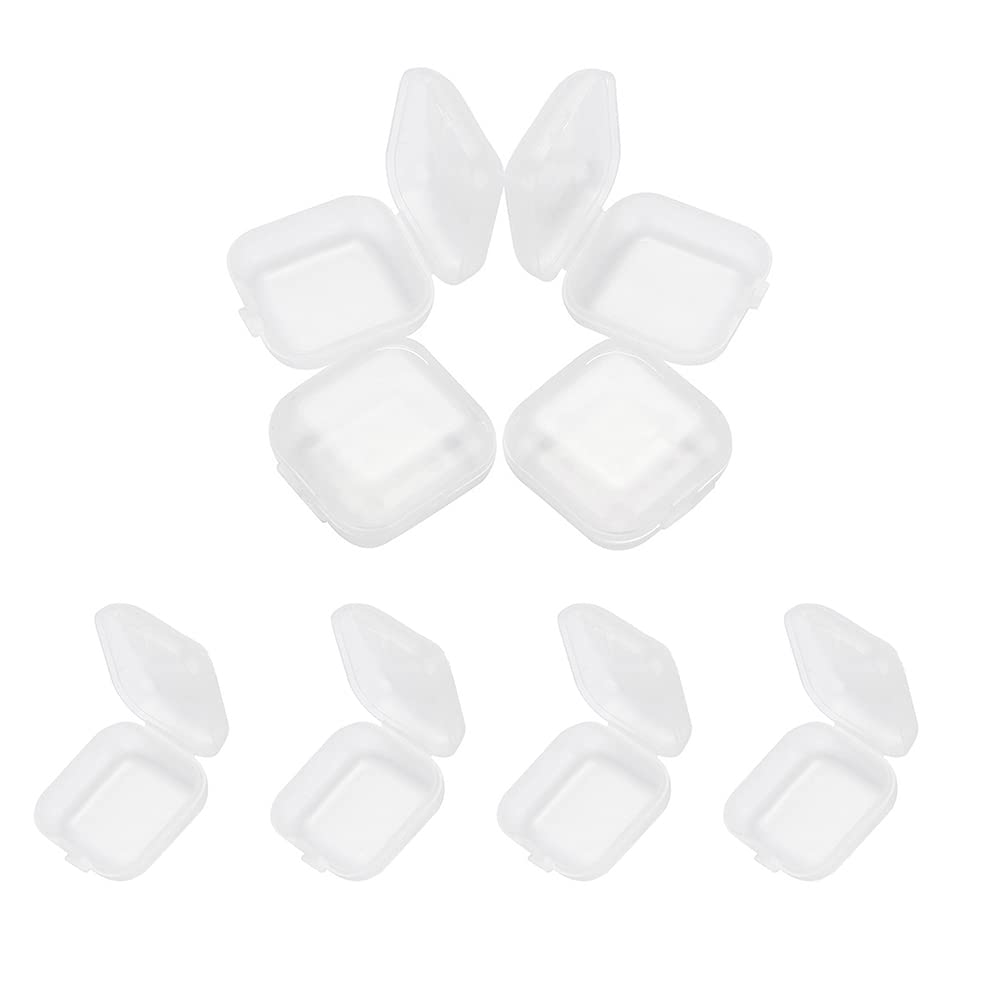 Mini Storage Containers Box Square with Hinged Lid Plastic Transparent Storage Box Earplugs Organization for Tiny Bead Jewelry