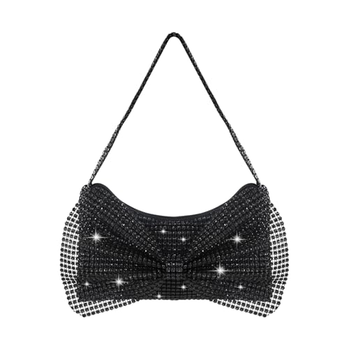 Energather Bolso Mujer, Bolsos de Fiesta de Strass Brillantes con Bowknot, Bolso Fiesta Mujer Elegante Glitter para Boda de Baile de Fiesta