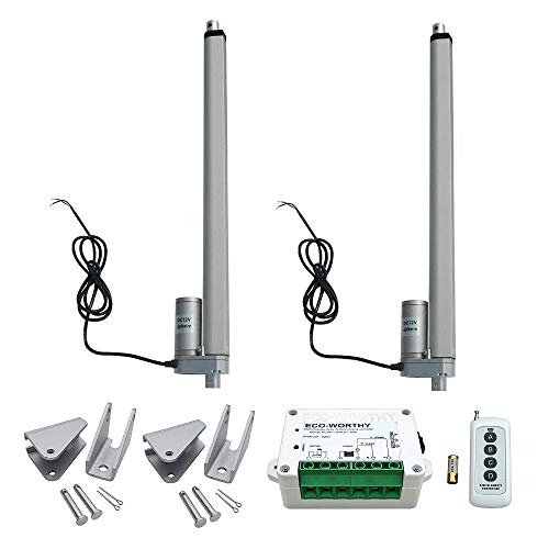 DCHOUSE Lot de 2 actionneurs linéaires de course 40,6 cm 12 V DC 400 mm avec télécommande sans fil pour moteur linéaire Supports de montage Cover
