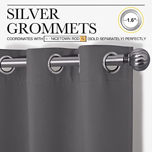 Image of NICETOWN Grey Blackout Curtain Panels for Bedroom, Thermal Insulated Grommet Top Blackout Draperies and Drapes (2 Panels, W34 x L63 inches, Grey)