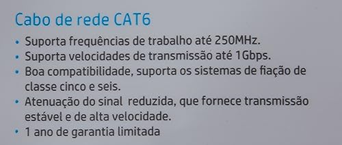 Cabo de rede HP Cat.6 Blindado 2metros Azul DHC-CAT6-FTP - 8WW60AA