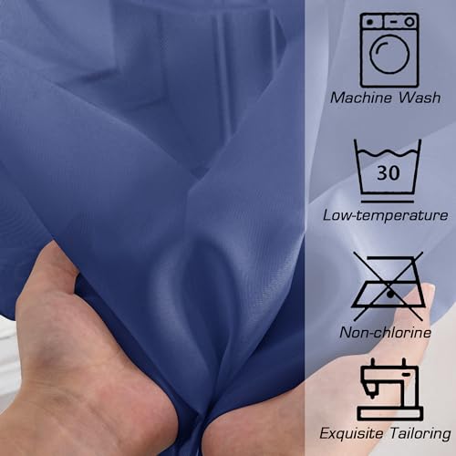 Image of OWENIE Sheer Curtains 63 Inch Length 2 Panels Set, Light Weight Soft Solid Fimly Sheer Curtains for Bedroom Living Room, Light Filtering Airy Voile Sheer Curtain, Royal Blue, 42Wx63L Inch