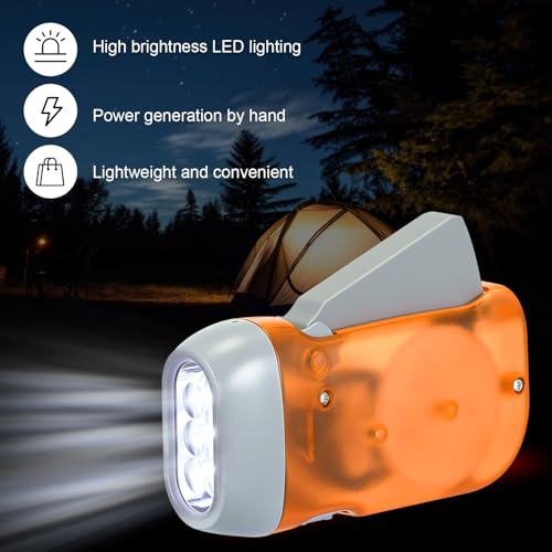 Image of Mudder 24 Pack Hand Crank Flashlight No Battery Emergency Flashlight, Self Powered Portable Light Dynamo Torch for Survival Kit Outdoor Hiking Emergency(Red, Blue, Purple, Orange, Yellow, Green)