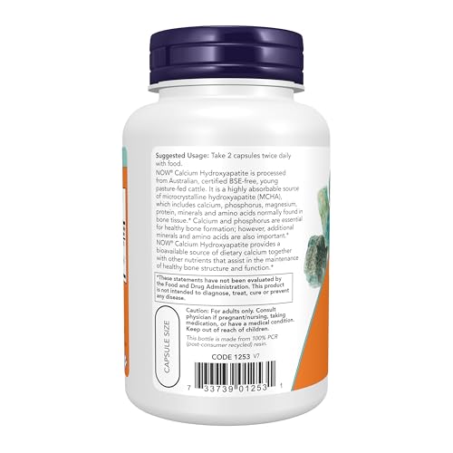 NOW Foods Supplements, Calcium Hydroxyapatite Caps, Supports Bone Health*, 120 Capsules
