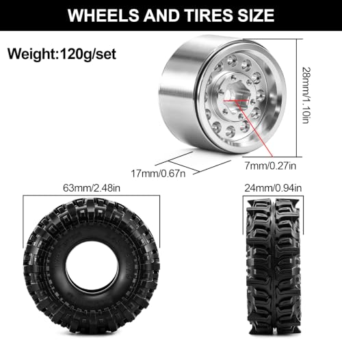 RCMMTING 1.0 Micro Crawler Wheel/Tire Set