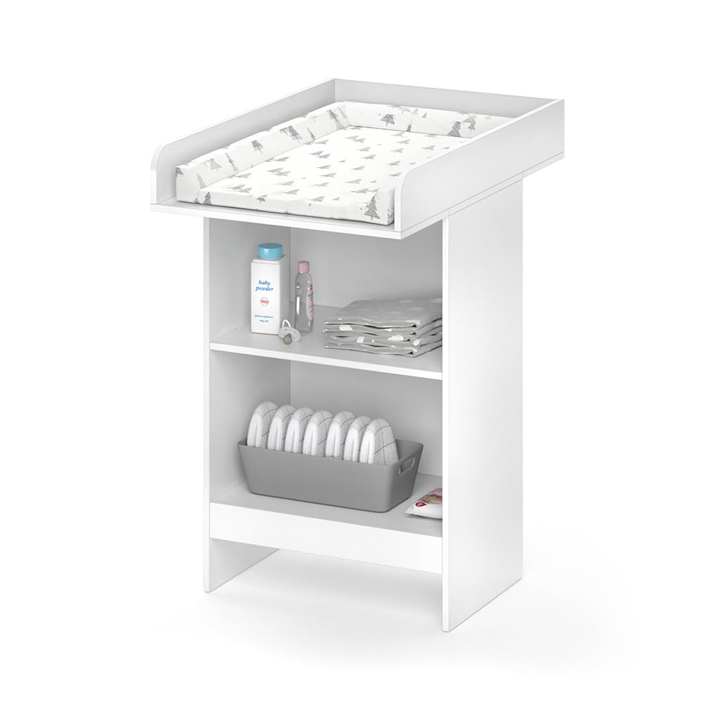 Vicco Cómoda Cambiador Leo, Blanco, 60 x 103 cm, con Estante Abierto y Cambiador extraíble