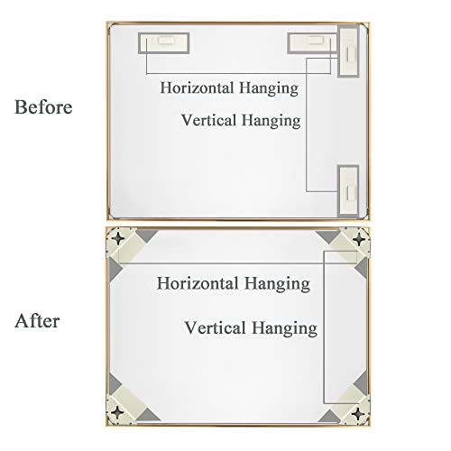 Bonverre 30 X 36 Inch Rectangle Wall Mirror, Aluminum Frame Rectangular Mirror For Bathroom, Vanity, Bedroom, Living Room, Entryway, Wall Mounted Horizontal Or Vertical, Gold #TOP6