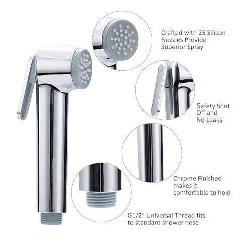 Image of MHS High Pressure Jet Spray for Toilet | Health Faucet Set with Hand Shower Gun & 1M SS Hose Pipe | Bathroom Toilet Jet Spray for Hygiene Cleaning | Toilet Gun for Western Toilet (Rubit Abs)