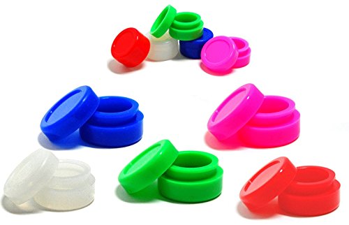 5 Multi Colored 5ml Silicone Jars Lip Gloss Balm, Concentrate Containers Non Stick Jars