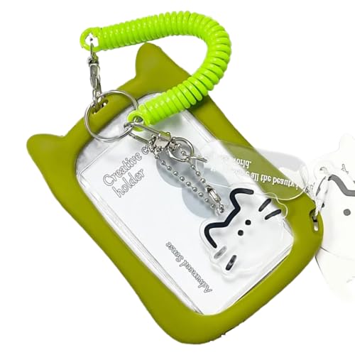 猫の耳のフォトカードホルダークリアカードホルダーキーチェーンカード保護袖をカバー素敵なバススリーブ素敵なカバー猫イヤーバススリーブクリア写真