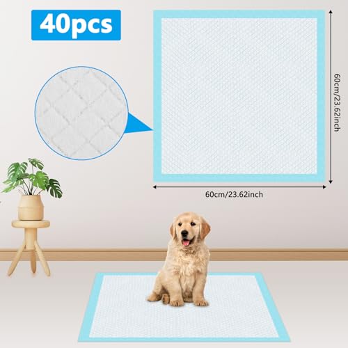 Foydream Welpen Unterlagen,40 Stück PIPI Matten für Hunde 60 x 60 cm Trainingspads Auslaufsicheres 6-lagiges Design mit Schnell Trocknender Oberfläche