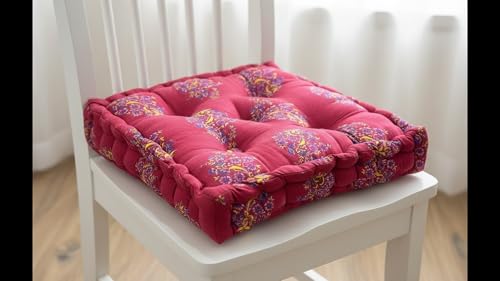 Image of Amazon Brand - Umi Chair Cushion Comfortable Thick Tufted Seat Cushion Cushion for Meditation,Floor Cushion for Sitting in Living Room,Indoor Pads Seat Set of 1,16X16(Inches) (Maroon)