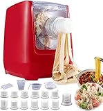 LWCHAUNG MáQuina EléTrica De MacarrãO, MáQuina AutomáTica De MacarrãO, MáQuina De Fazer MacarrãO E Misturador De Massa Com 13 Moldes, Para Espaguete, Fettuccini