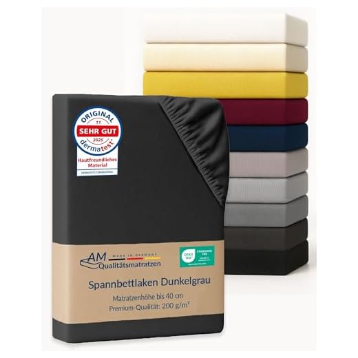 Hochwertiges Spannbettlaken 140x200cm Baumwolle - 33 cm Steghöhe - Dunkelgrau - Bettlaken 140x200 cm - Geeignet fürs Boxspringbett - extra hoch