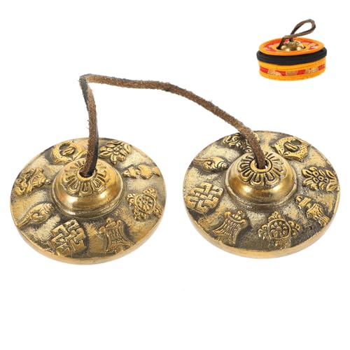 Cymbales tibétaines de méditation et contemplation avec motifs auspices gravés