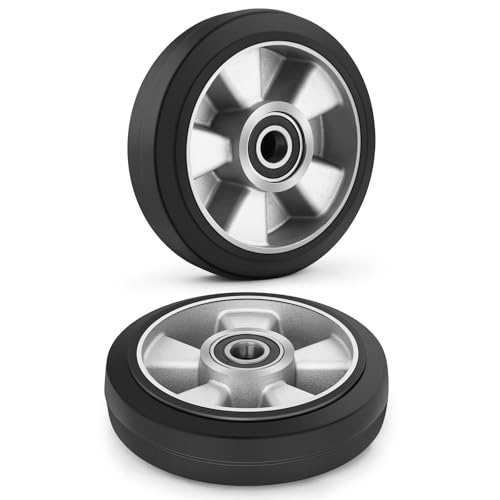 Juego de 2 ruedas de goma para transpaleta de 180 x 50 mm con rodamientos, ruedas de goma para transpaletas, carga máxima: 1400 kg