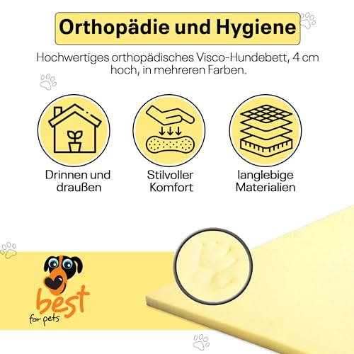 Best For Pets Orthopädisches Hundebett | Hundebett Waschbar | Viskoelastisches Hunde Bett | Orthopädisches Hundekissen | Memory Foam Matratze | | Faltbares Hunde Bett (85x65x4)
