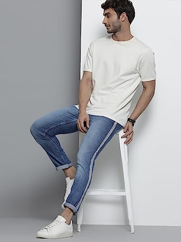 Image of The Indian Garage Co Men Slim Fit Solid Mid-Rise Stretchable Jeans