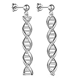 beautlace DNA Double Helix Chemistry Science Molecule Biology Earrings Silver Plated DNA Dangle Earring Jewelry for Women KE0011W