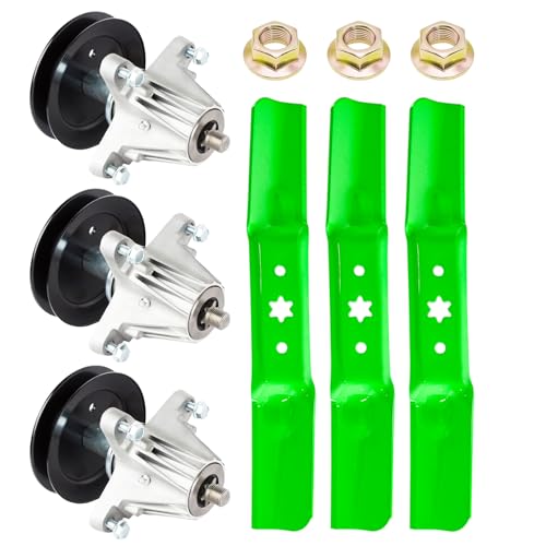 50 Inch Mower Deck Kit 3Spindle 3Blade Fit for Cub Ca det XT1-50 ZT1-50 Troy Bi lt Super Bronco Mustang 50 Replaces Spindle 918-06980 618-06980, Blade 742-05052A 942-05052A