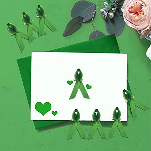 CRAFFANCY 200Pcs Green Mental Health Awareness Ribbons with Safety Pins - Image 3