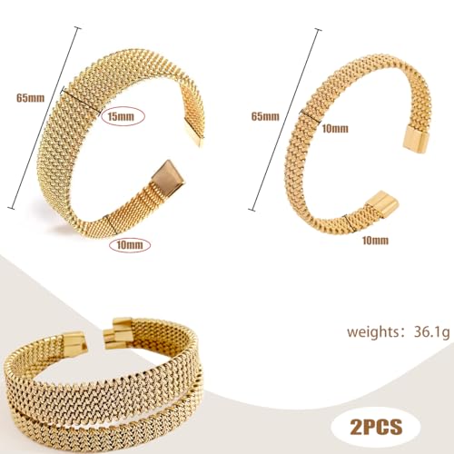 A&H Zier Women's 18K Gold Bangles Set | Hypoallergenic Stainless Steel Bracelets | Gift Box Included4