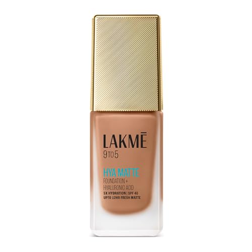 Image of LAKME 9to5 Hya Matte Foundation + Hyaluronic Acid Neutral Chestnut - 25ml, Full coverage liquid for all skin type