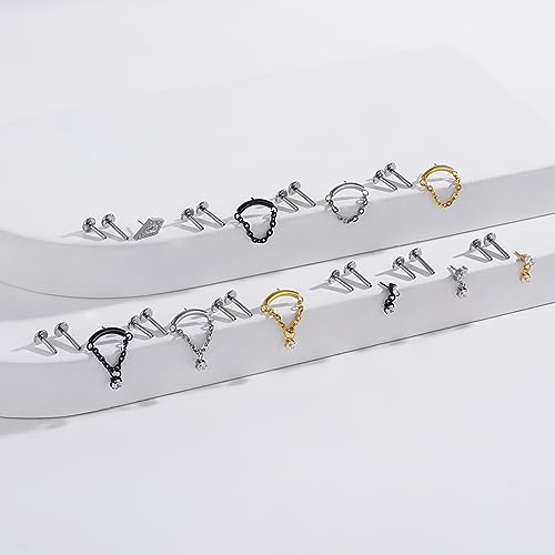 BelezaDosas G23 Titanium Labret Studs Threadless Push-in Labret Press Fit 16G Cluster Helix Lobe Conch Tragus Push Back Piercing Jewelry3