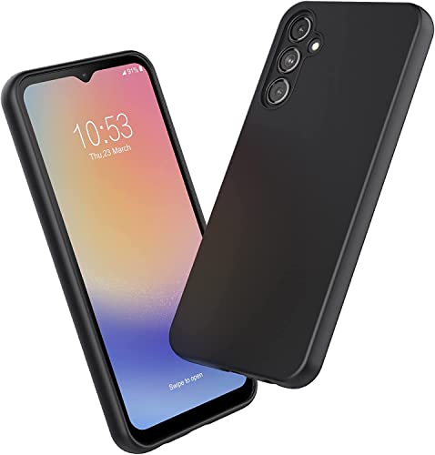 Image of DIZORO Microfiber Candy Case Compatible for Samsung A14 5G Smooth Touch Cushion Liquid Soft Silicone Gel Rubber Phone Cases Non-Slip Full Body Protective Shockproof Back Cover - Black