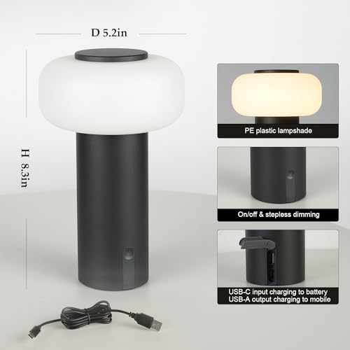 Image of WEILAILUX Waterproof Shower Lamp, Rechargeable Outdoor Table Lamp (Black)