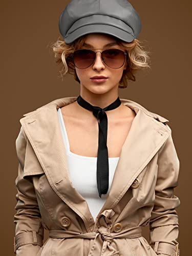 Funtery 3 Pcs Gorros Newsboy Mujer Visera Cuero PU miniatura 5