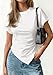 PRETTYGARDEN Womens Asymmetrical Tops 2026 Spring Summer Going Out Shirts Y2K Short Sleeve Crew Neck Ruched Trendy Clothes (White,Small)