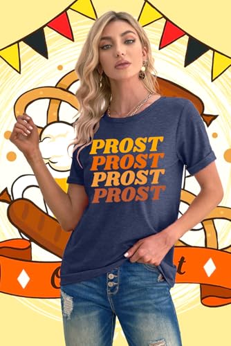 Womens German Oktoberfest Shirt: Prost T Shirt Oktoberfest Party Shirts Vintage Casual Loose Short Sleeve2