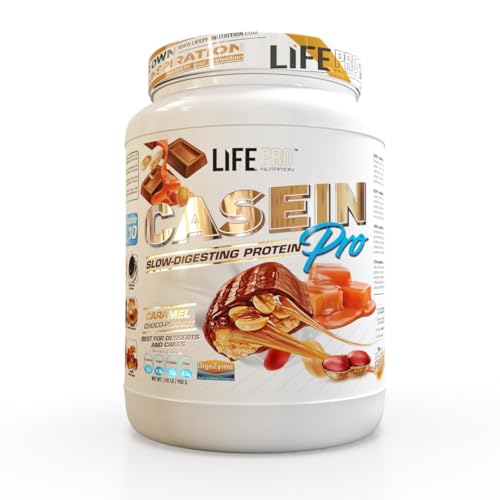 Life Pro Casein Pro 900g | Caseína de Absorción Lenta | Aporte Proteico Continuado Para Mantenimiento y Recuperación de Masa Muscular (SNIICKERS (CARAMEL CHOCO-PEANUT))