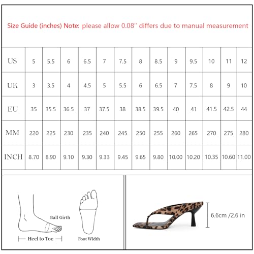 VIUGJNEX Women's Square Toe Thong Kitten Heel Sandal, Leopard Satin, 6.5 by VIUGJNEX - Used condition - Image 4