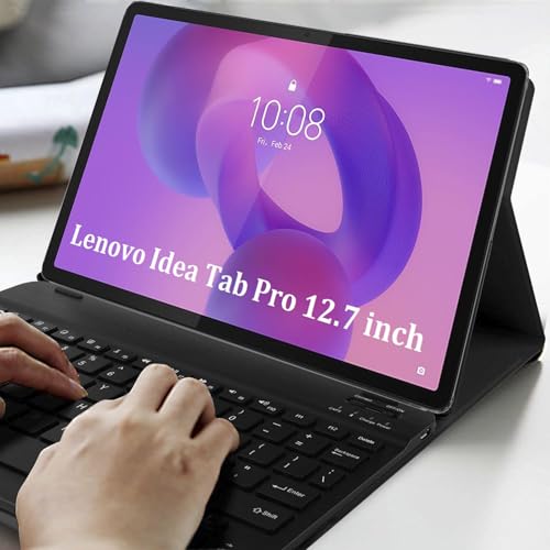 Image of HOM Tri-Fold Wireless Bluetooth Keyboard with Detachable Tablet Case Cover for Lenovo Idea Tab Pro 12.7 inch - Black