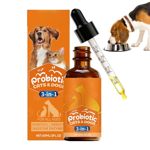 Dog Health Supplements – Digestive Drops Stomach Relief, 60ml Relief Drops Designed For Both Cats And Dogs | Digestion Balance For Cats Pet Puppy Dog Small Medium Large Breed Gut Flora Health