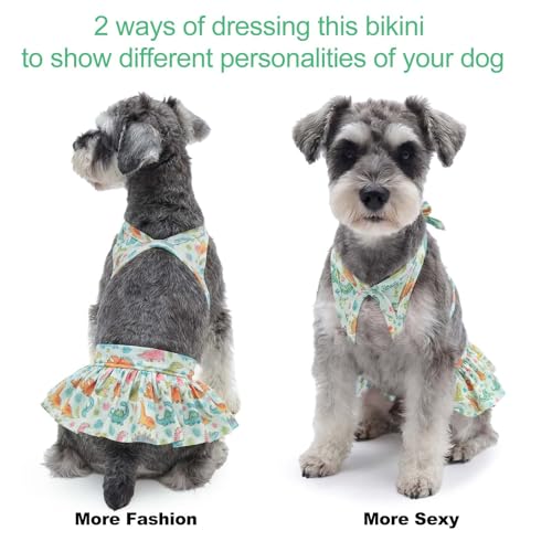 Image of CuteBone Dog Bikini Dress, Stylish Swimsuit Costume for Small Dogs, Comfortable & Adjustable Puppy Bathing Suit, Soft Outfit Pet Apparel for Beach, Pool and Summer Fun DB42M