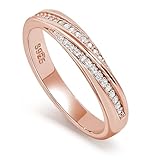 Meissa 2Pcs Couple Rings for Men and Women 925 Sterling Silver Wedding Band Matching Promise Rings Size Adjustable Handmade Bridal Jewellery Size F-T 1/2 (Women‘s Ring (Rose Gold))